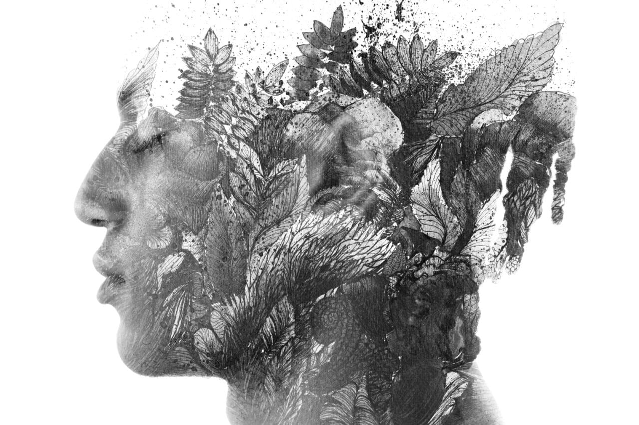 Paintography. A painting created with a black ink combined with a portrait