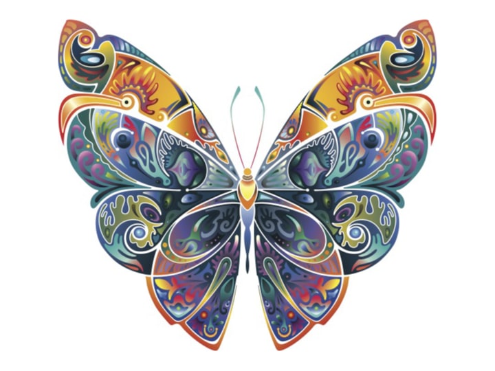 Illustration of a colourful butterfly